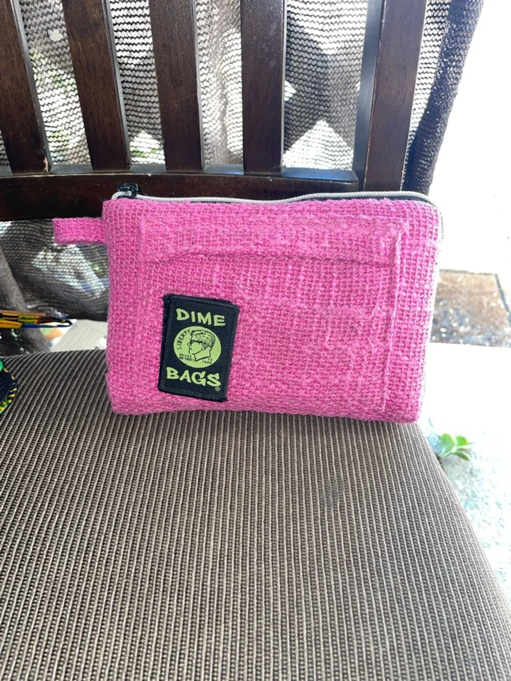 Pink Woven Wristlet Pouch